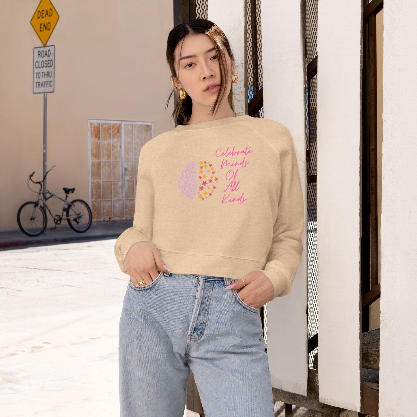 Celebrate Minds Of All Kinds Women's Cropped Fleece Pullover
