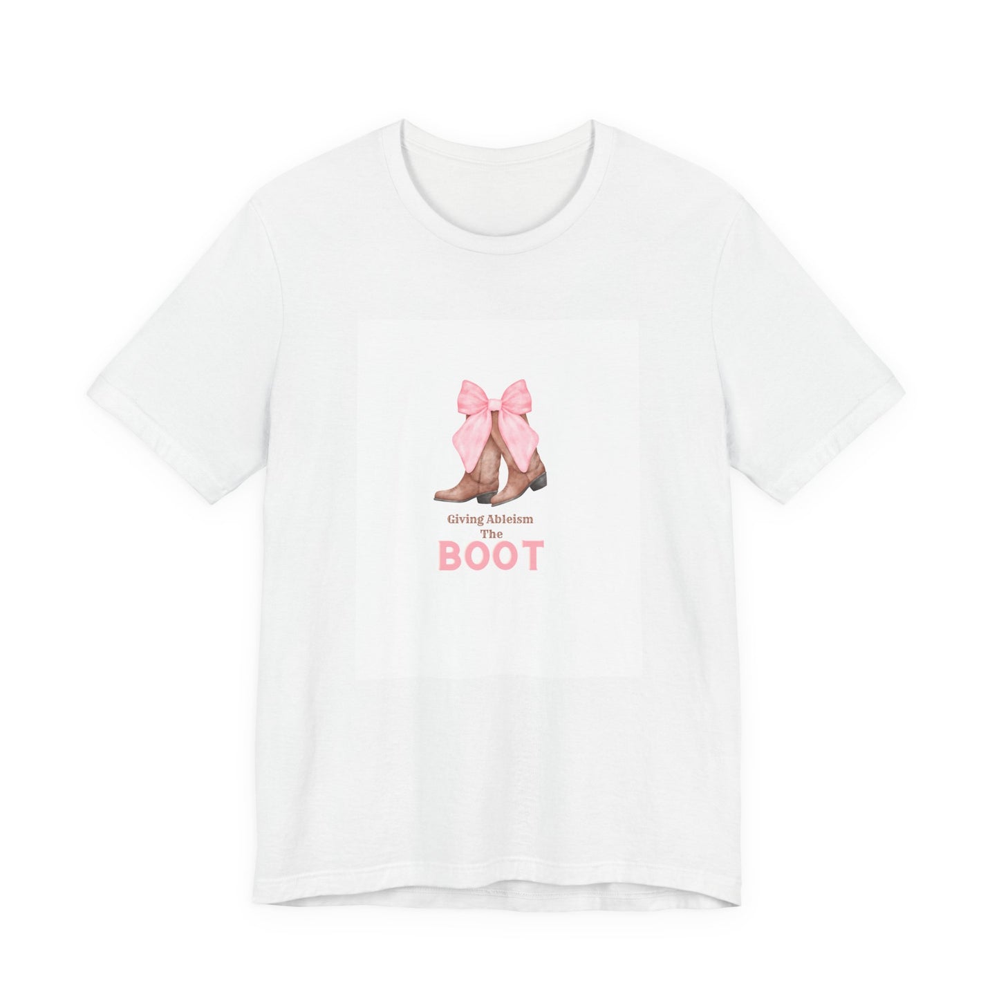 Giving Ableism The Boot Adult Tee | Cowgirl Boot Pattern
