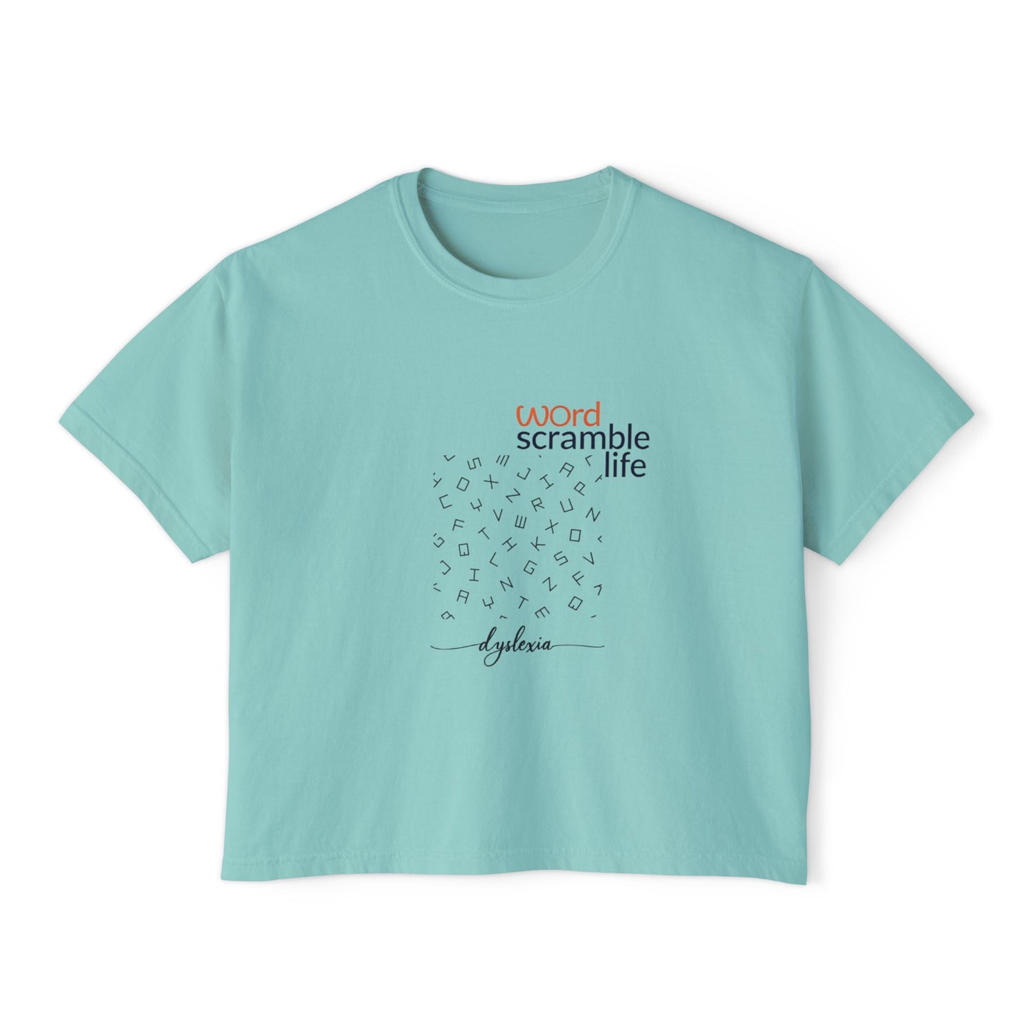 Word Scramble Life for Dyslexia Awareness Boxy Tee