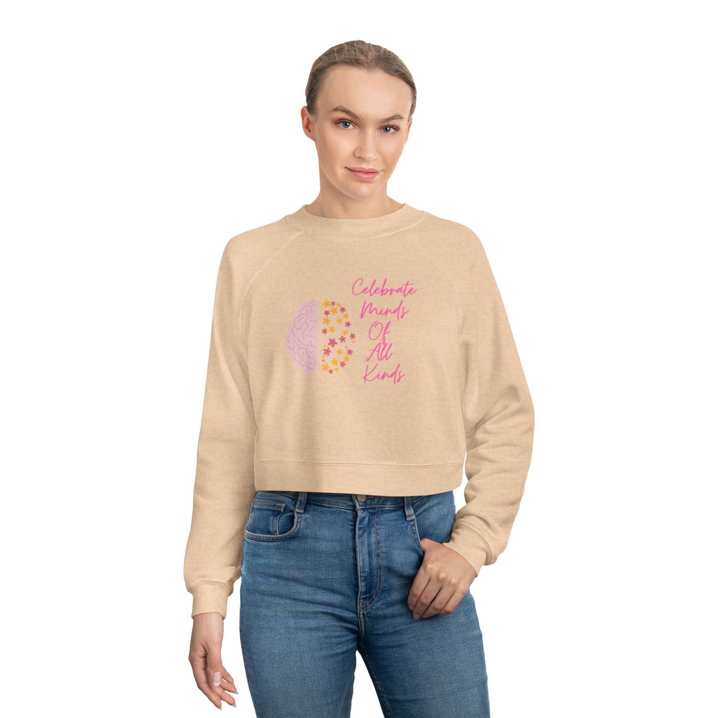 Celebrate Minds Of All Kinds Women's Cropped Fleece Pullover