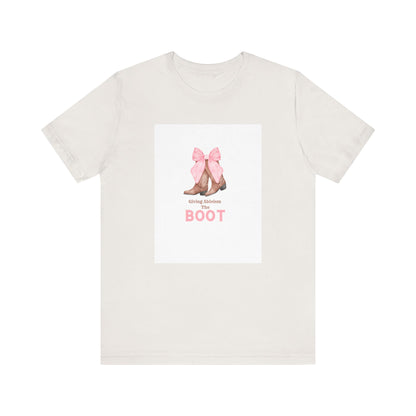 Giving Ableism The Boot Adult Tee | Cowgirl Boot Pattern