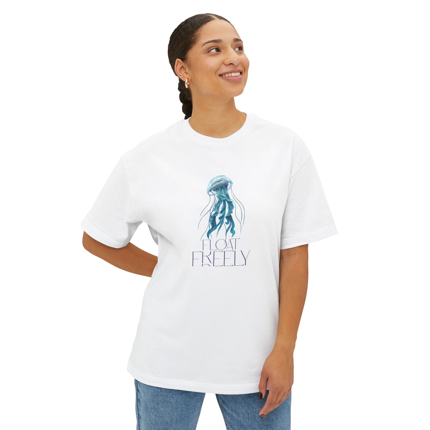 Floating Jellyfish Unisex Oversized Tee, Relaxed Fit Shirt, Nautical Graphic Tee, Gift for Ocean Lovers, Chill Summer Outfits