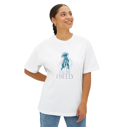Floating Jellyfish Unisex Oversized Tee, Relaxed Fit Shirt, Nautical Graphic Tee, Gift for Ocean Lovers, Chill Summer Outfits