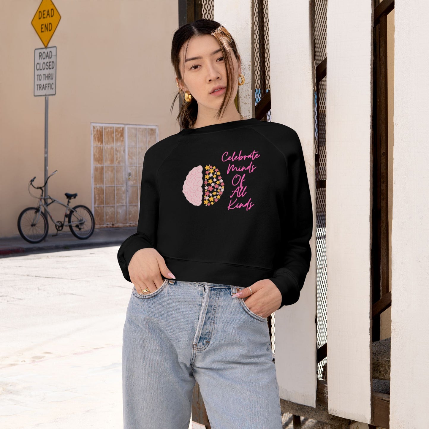 Celebrate Minds Of All Kinds Women's Cropped Fleece Pullover