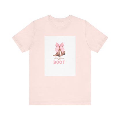 Giving Ableism The Boot Adult Tee | Cowgirl Boot Pattern