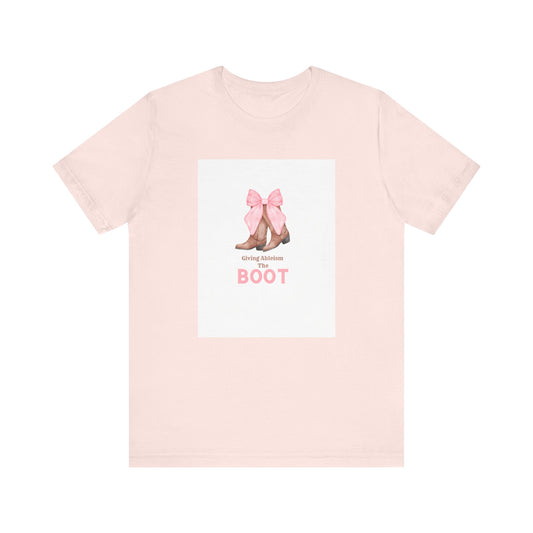 Giving Ableism The Boot Adult Tee | Cowgirl Boot Pattern