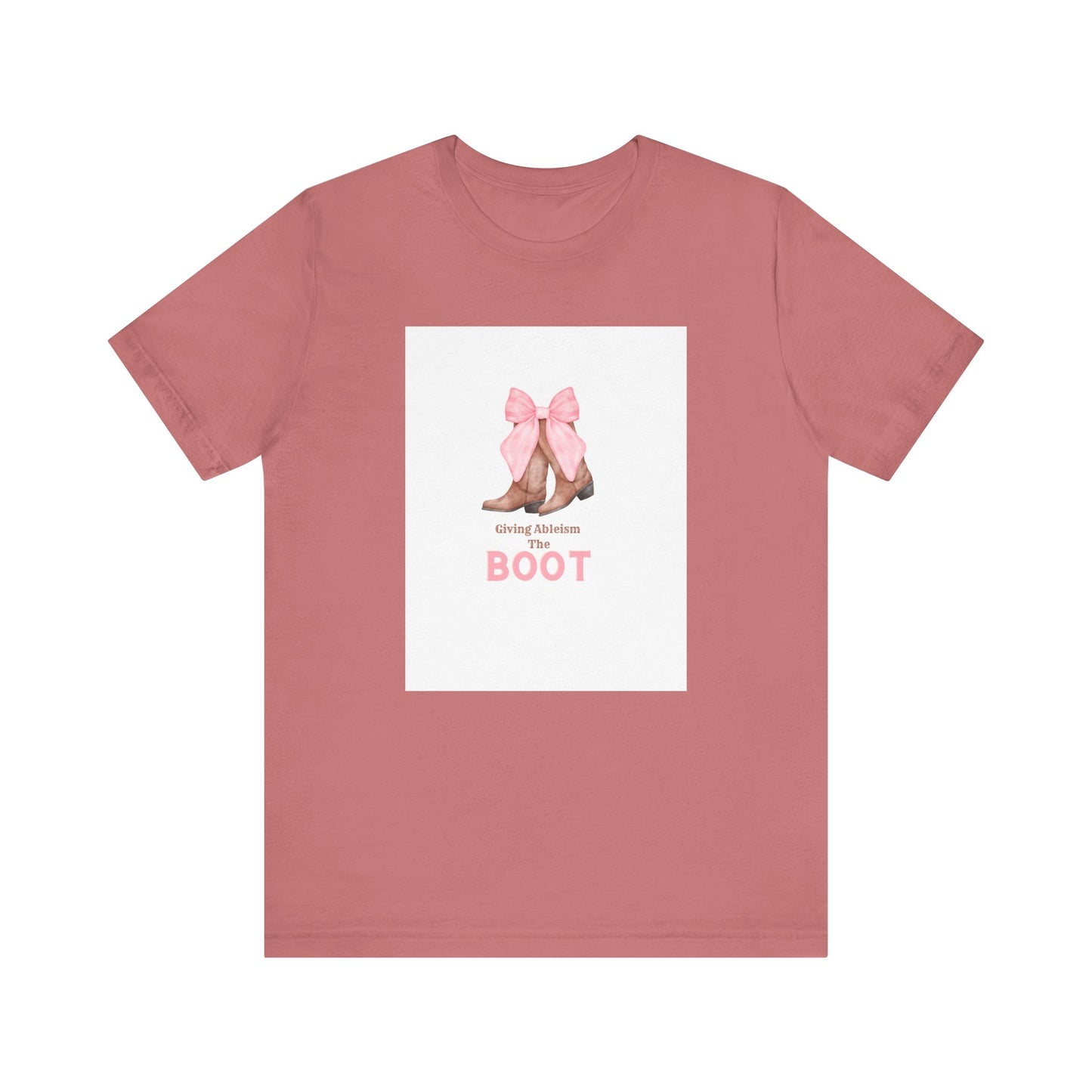 Giving Ableism The Boot Adult Tee | Cowgirl Boot Pattern