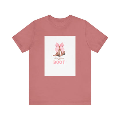 Giving Ableism The Boot Adult Tee | Cowgirl Boot Pattern
