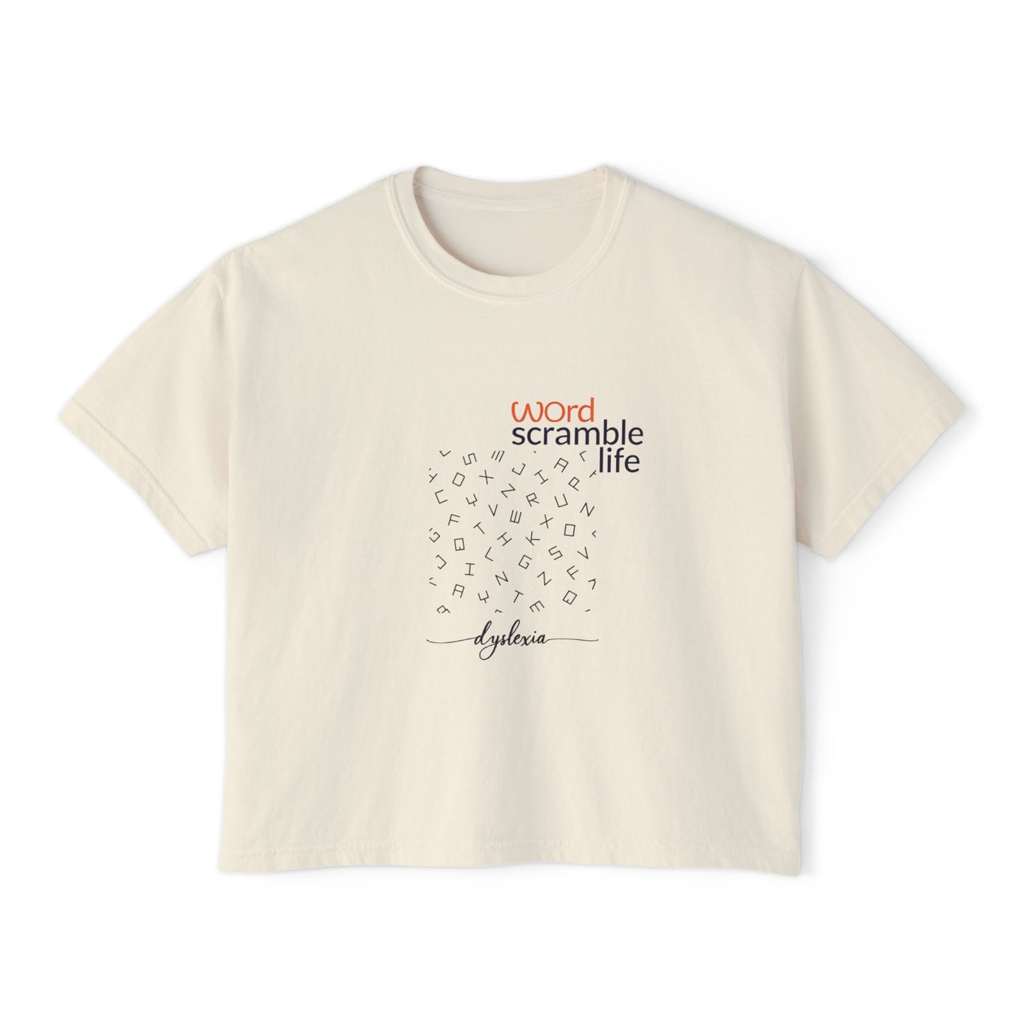 Word Scramble Life for Dyslexia Awareness Boxy Tee
