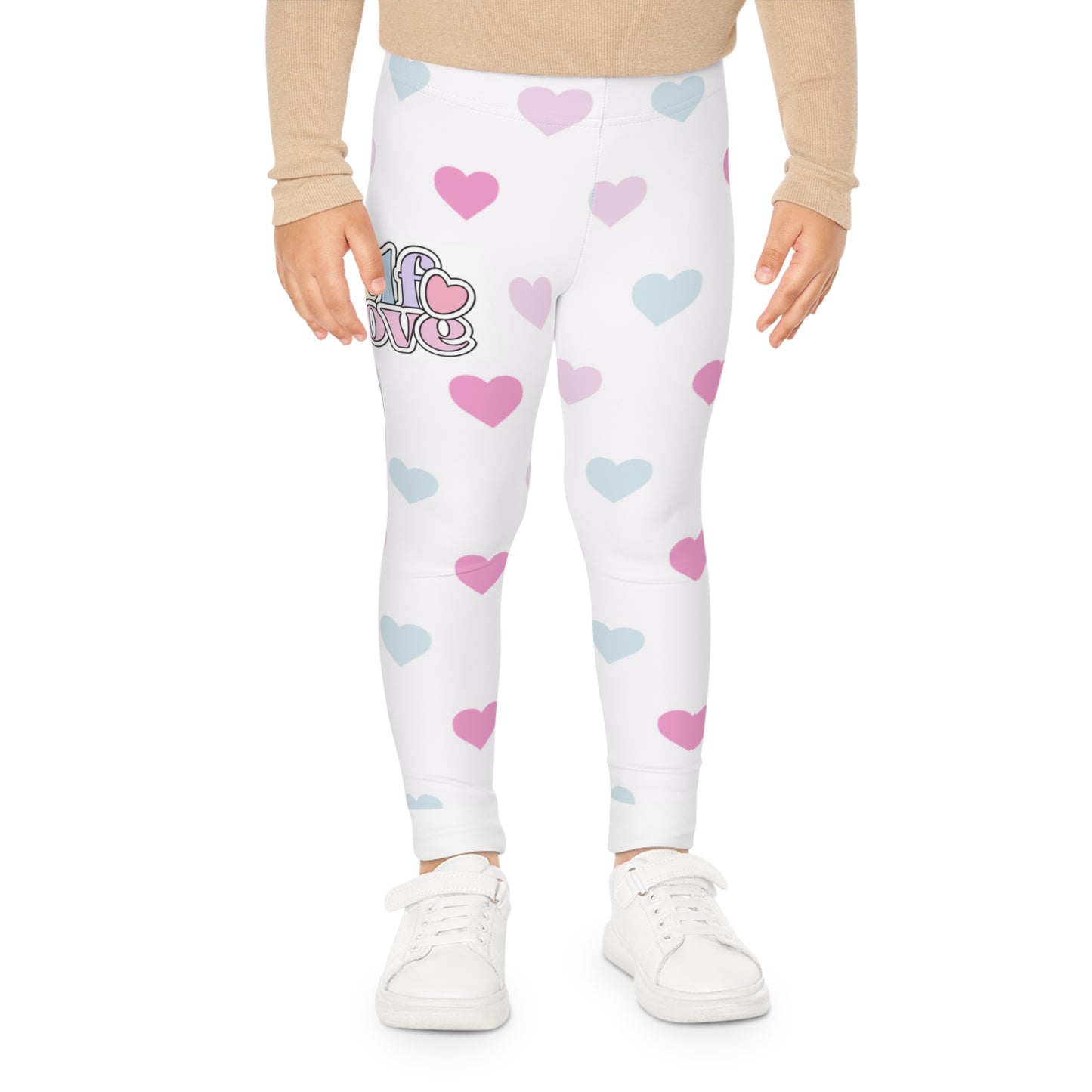Self Love Heart Patterned Kids Leggings