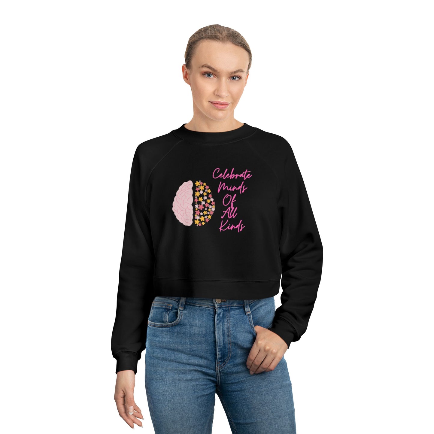 Celebrate Minds Of All Kinds Women's Cropped Fleece Pullover