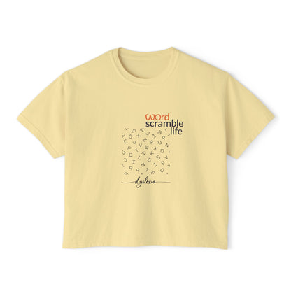 Word Scramble Life for Dyslexia Awareness Boxy Tee