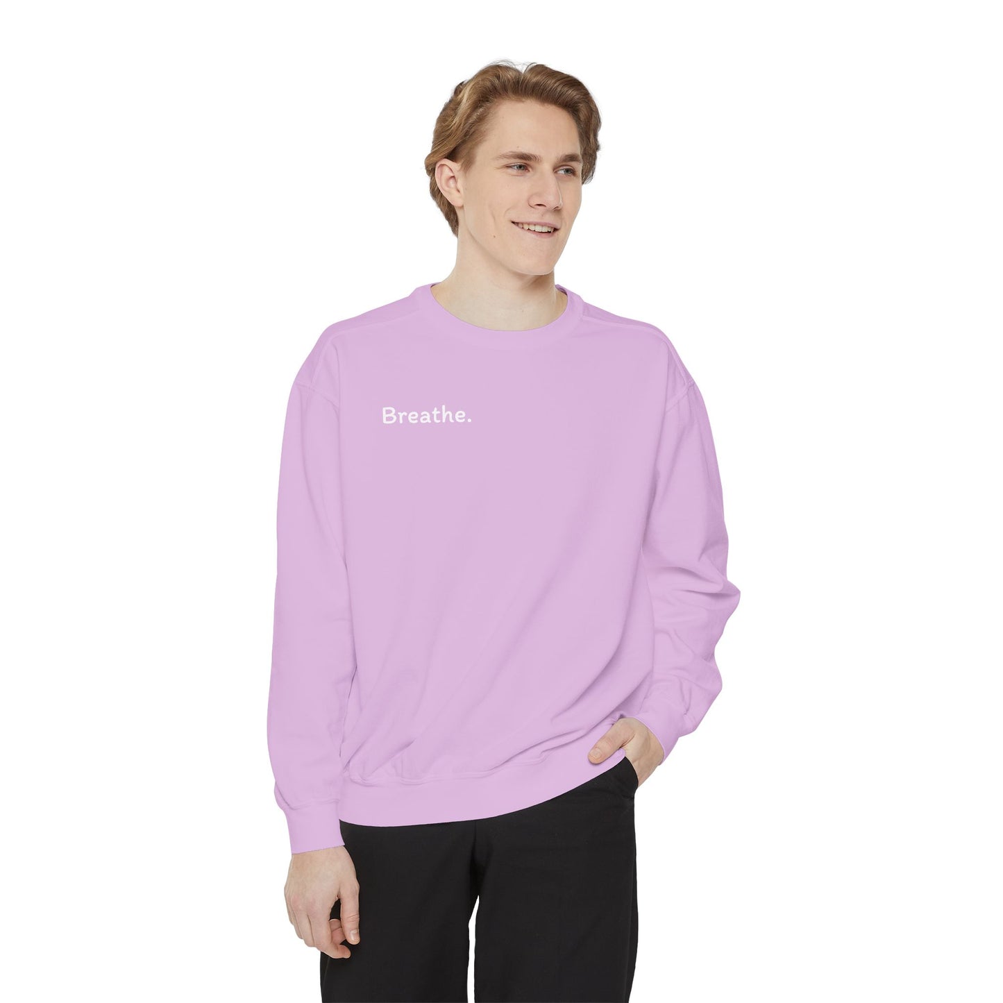 Breathe. (Front) This is Your Reminder to Unclench Your Jaw (Back) Unisex Sweatshirt
