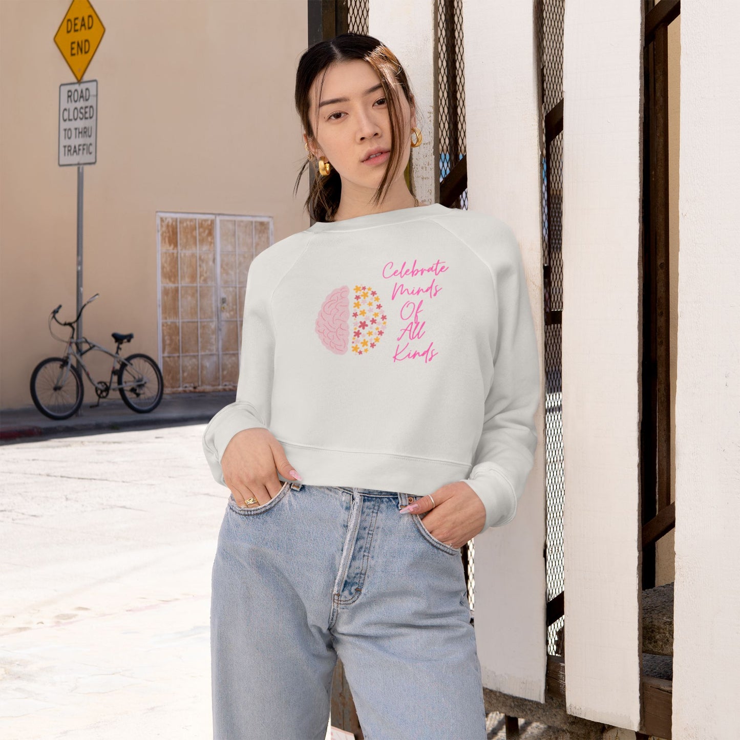Celebrate Minds Of All Kinds Women's Cropped Fleece Pullover