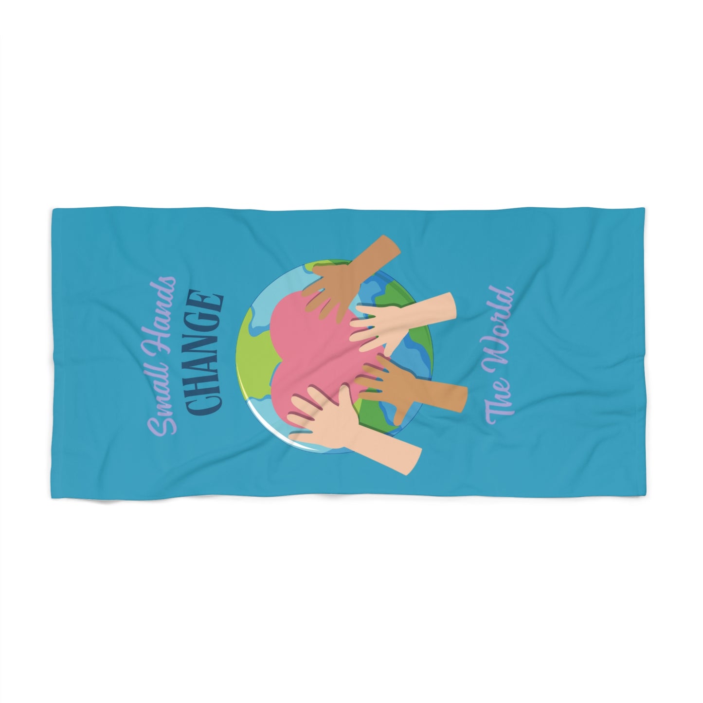 Small Hands Change The World Beach Towel Blue