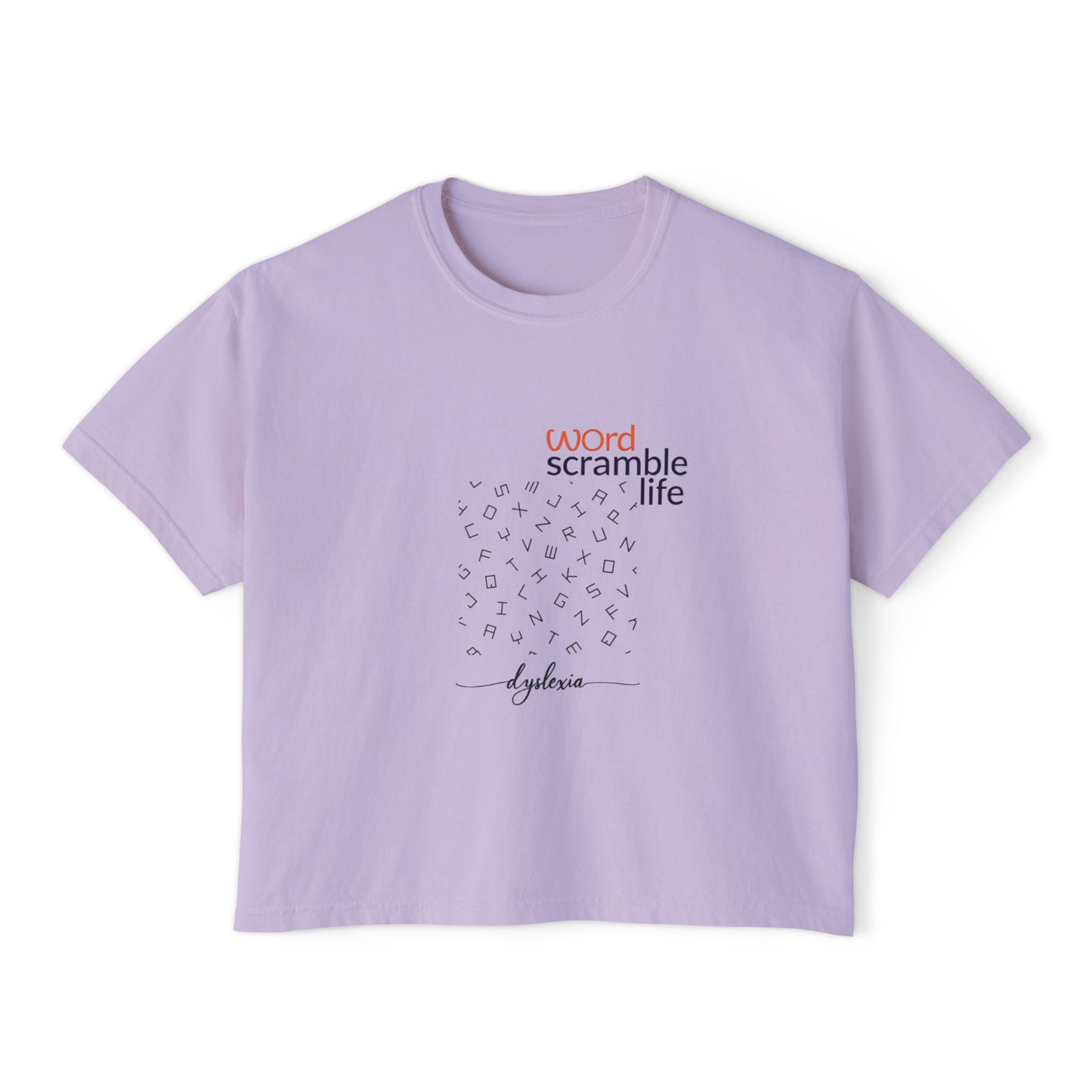 Word Scramble Life for Dyslexia Awareness Boxy Tee