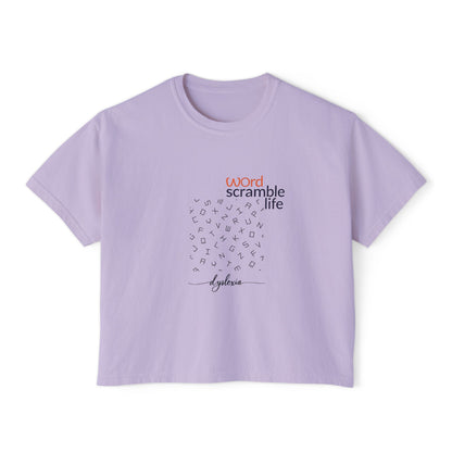Word Scramble Life for Dyslexia Awareness Boxy Tee