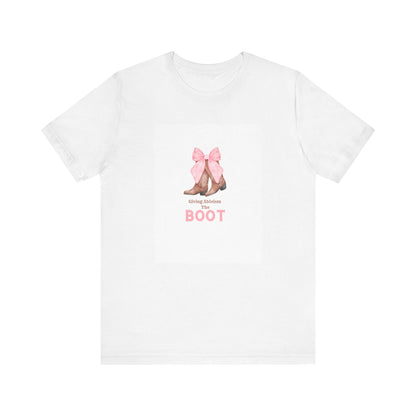 Giving Ableism The Boot Adult Tee | Cowgirl Boot Pattern